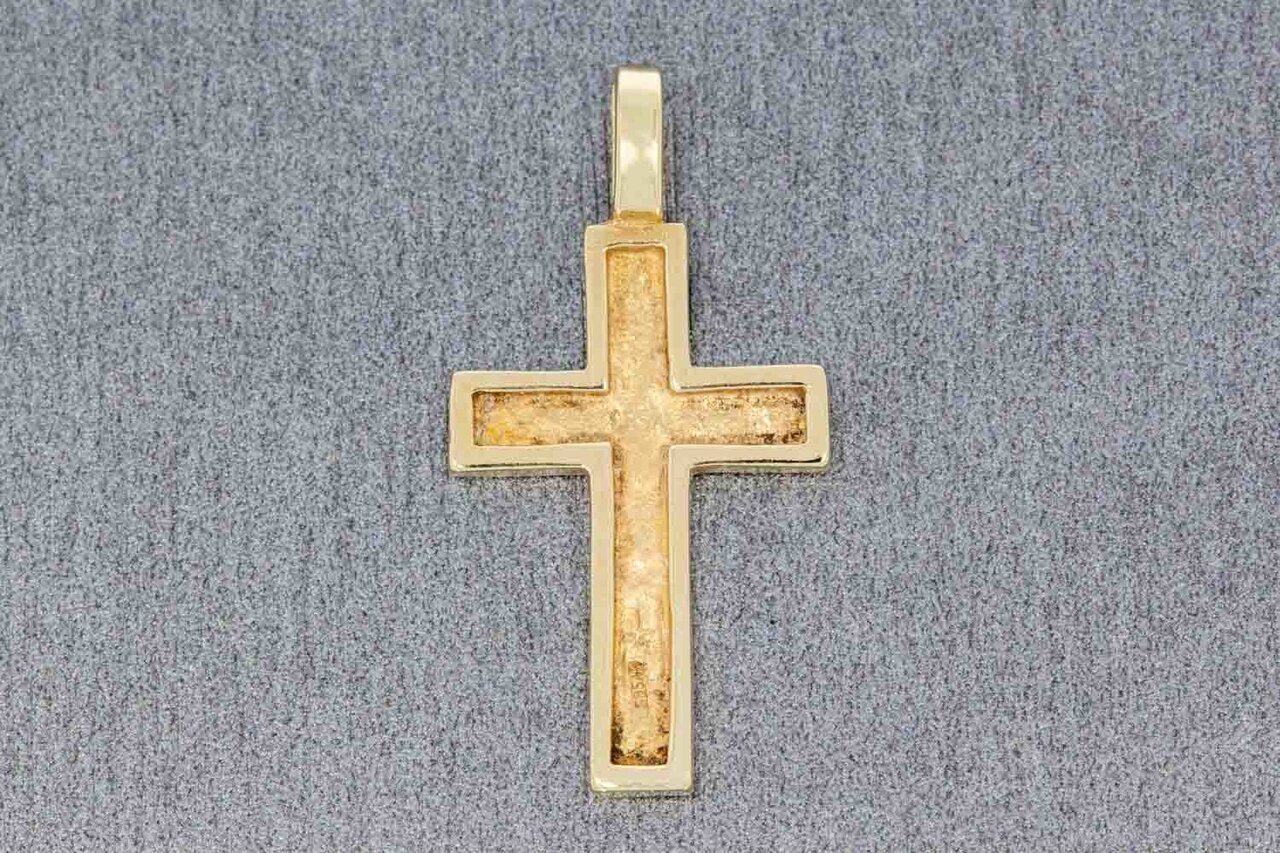 14 Karaat geelgouden Kruis ketting hanger