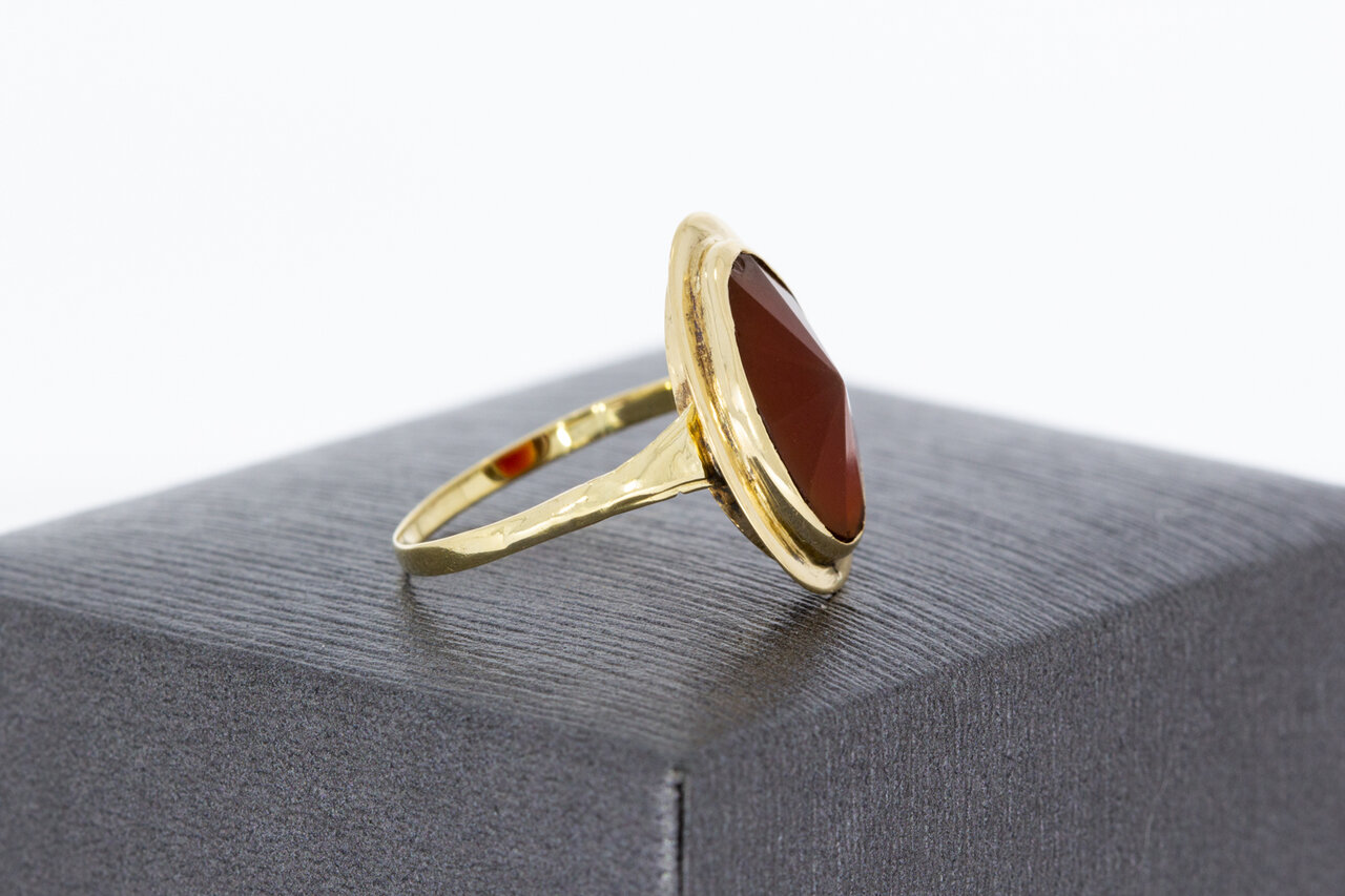 14 Karaat geel gouden Vintage Carneool ring - 17,5 mm