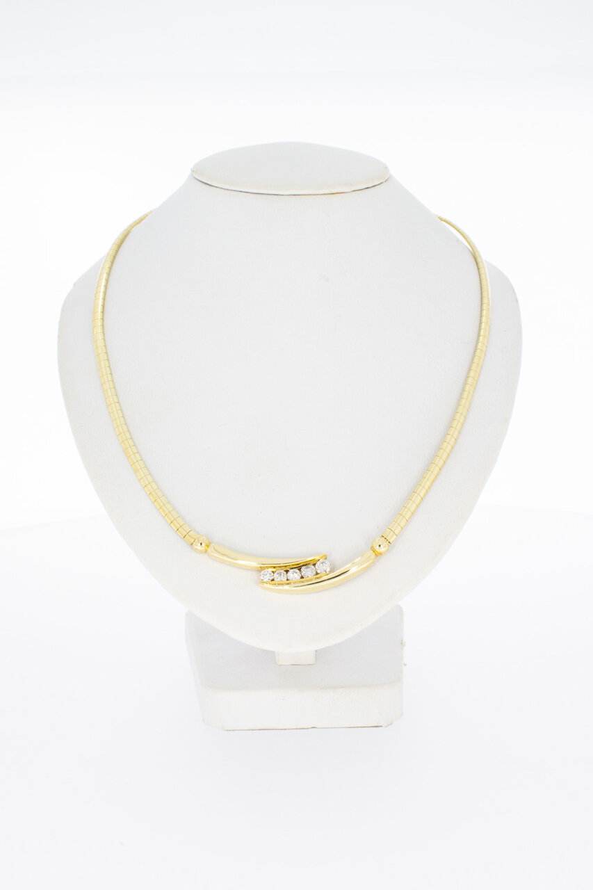 14 Karaat gouden Omega diamant Collier - 45 cm
