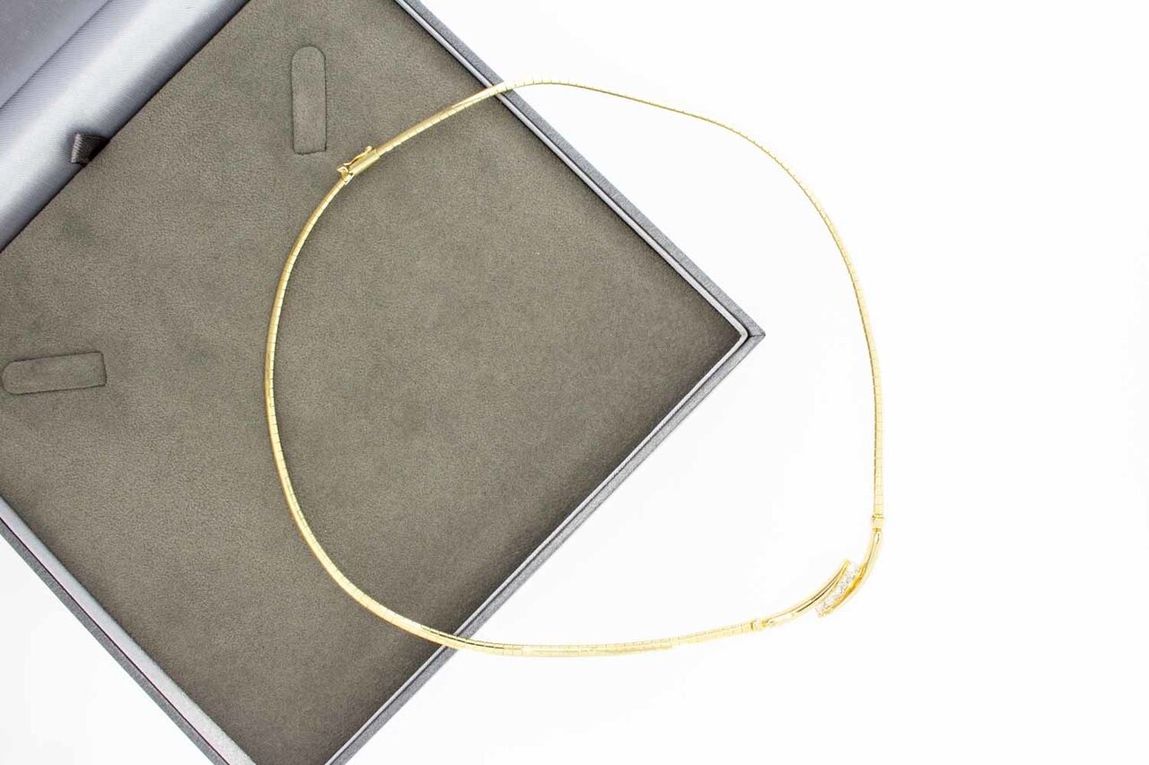 14 Karaat gouden Omega diamant Collier - 45 cm