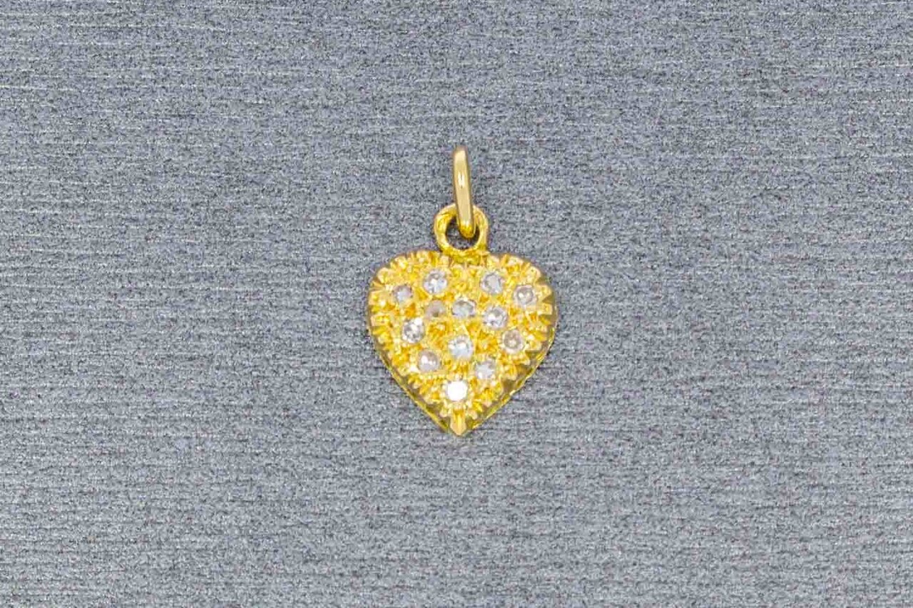 Spelen met Word gek Onderzoek 18 Karaat gouden hart ketting hanger met Diamant