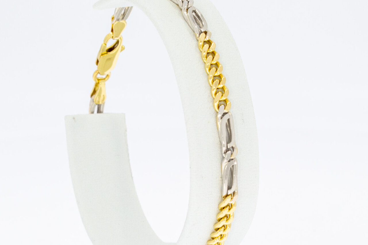18 Karaat bicolor gouden Gourmet armband - 19,2 cm