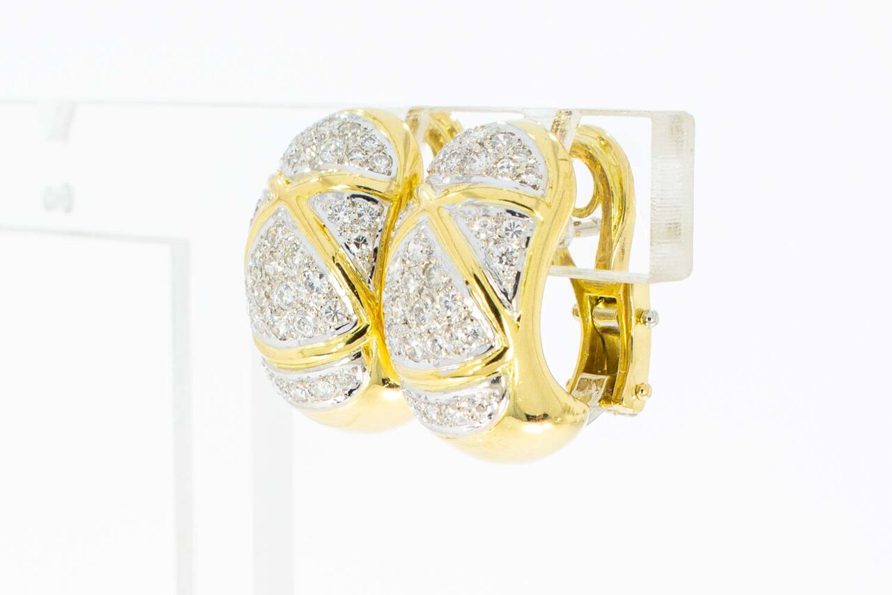 18 Karaat gouden diamant Oorclips - 2 cm