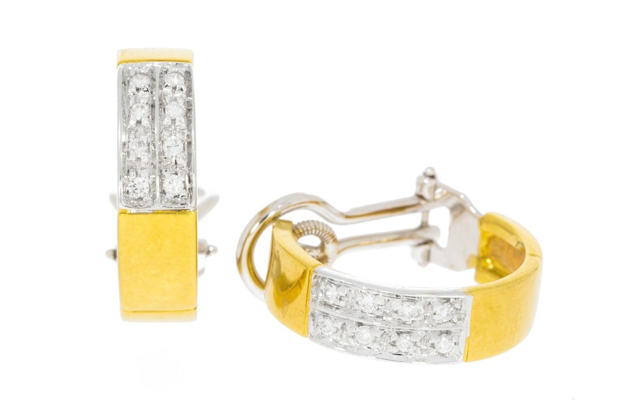 18 Karaat bicolor gouden diamant Creolen