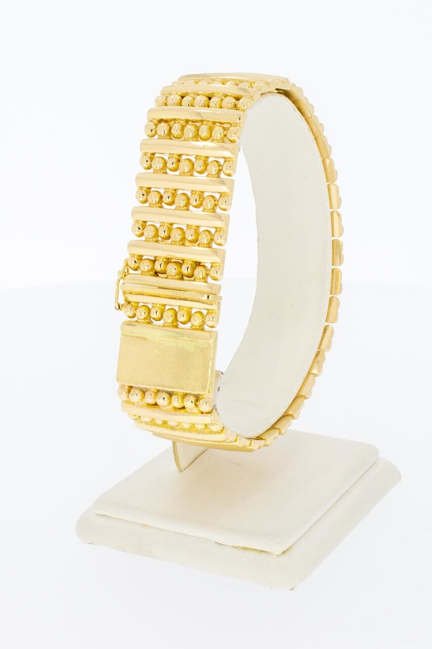 18 Karaat geel gouden brede Spijltjes armband - 20,5 cm