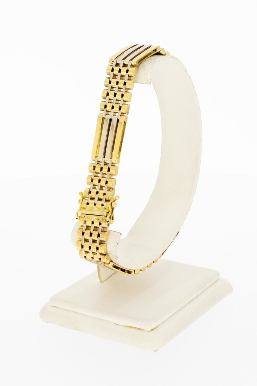 18 Karaat bicolor gouden Staafjes armband - 21,5 cm