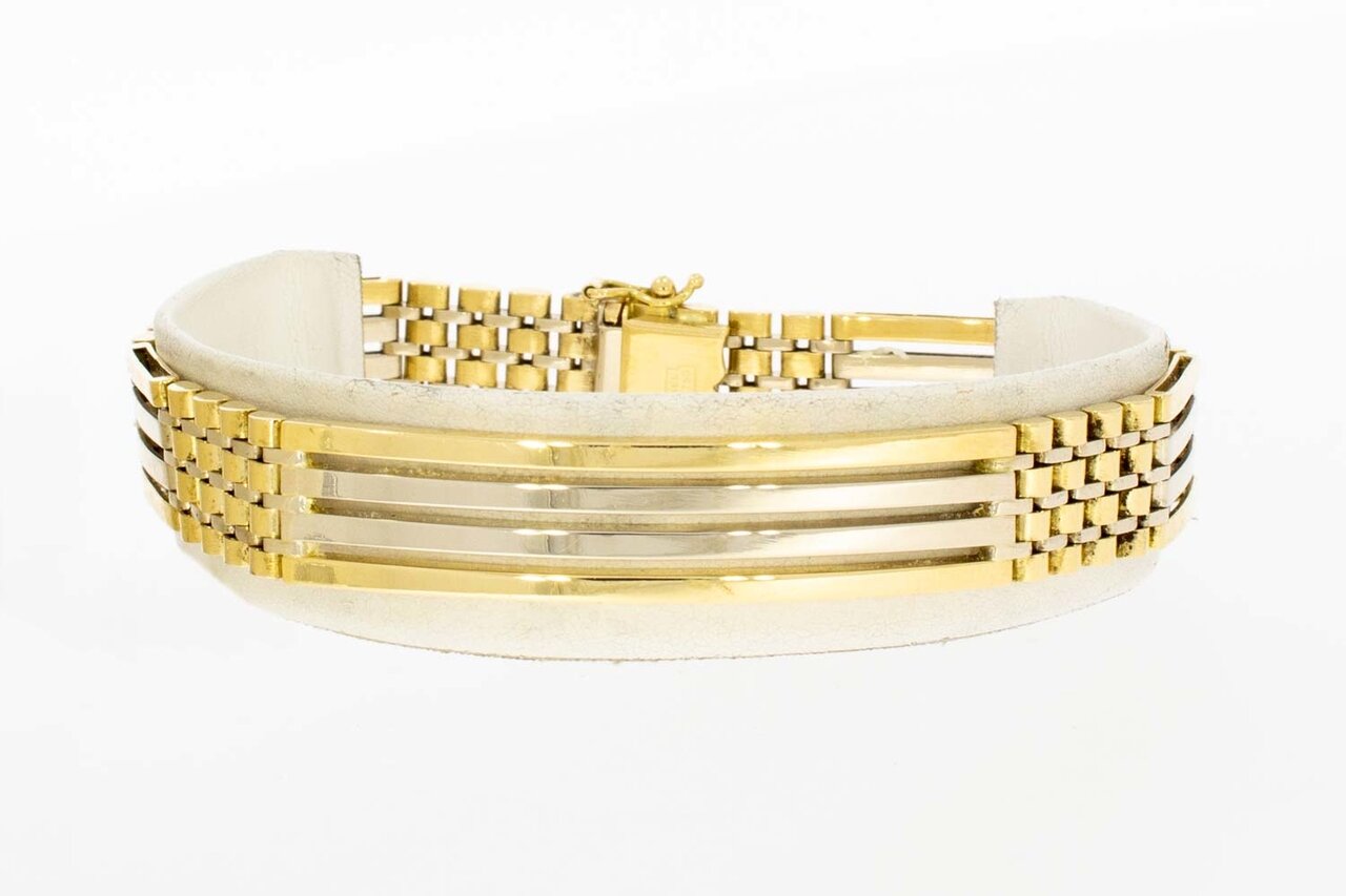 18 Karaat bicolor gouden Staafjes armband - 21,5 cm