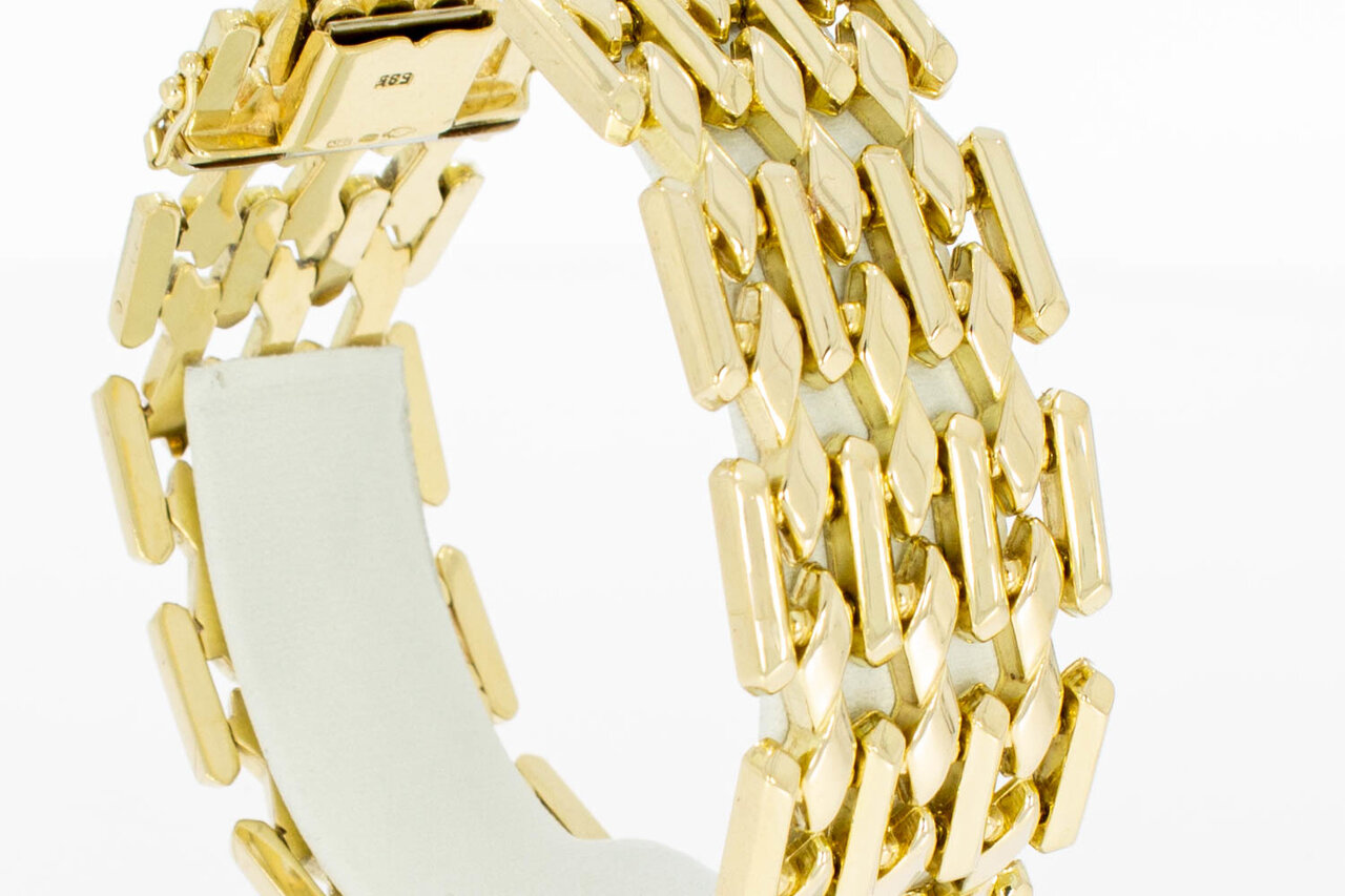 14 Karaat gouden brede Staafjes armband - 19,4 cm