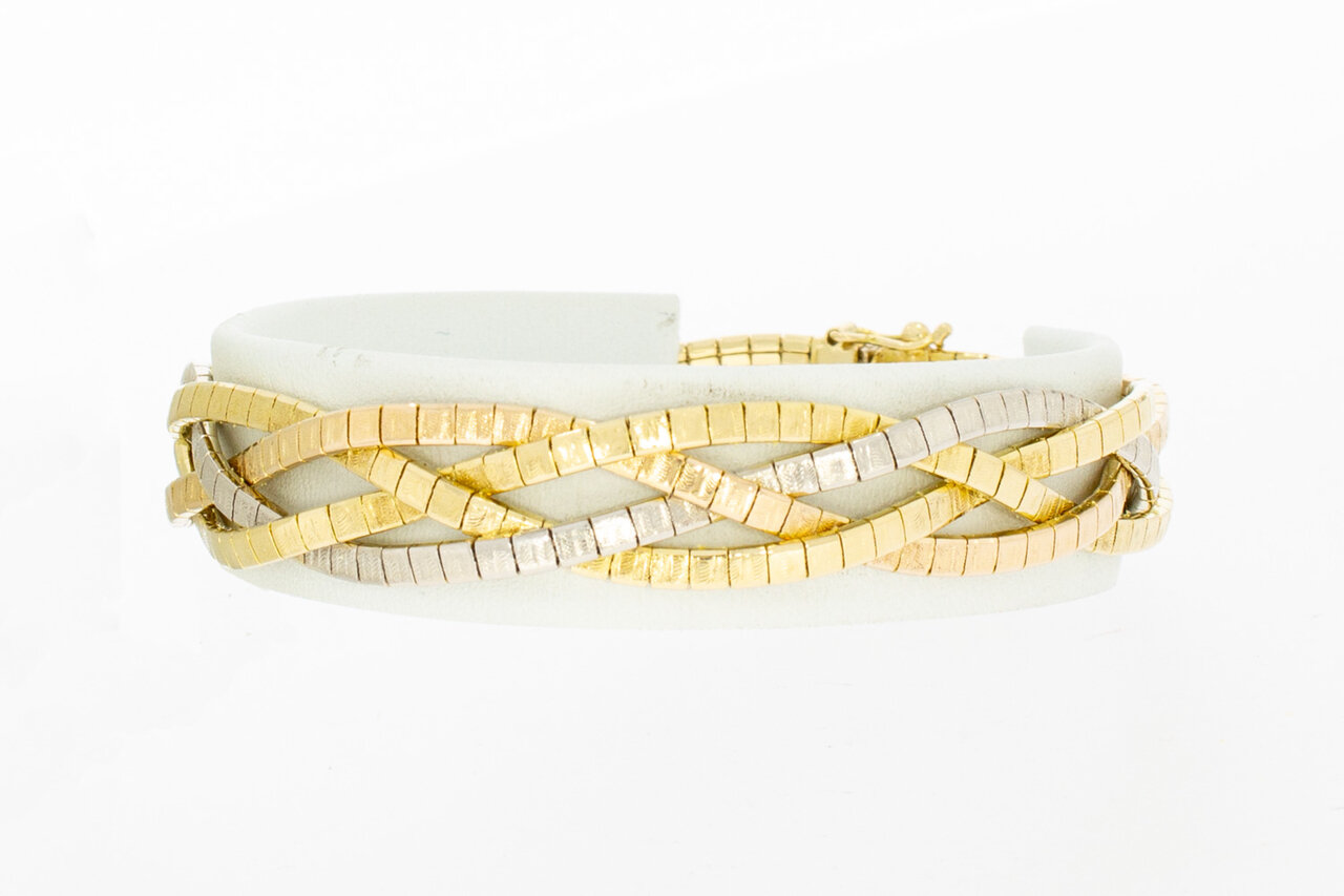 Gevlochten 18 Karaat gouden armband - 19,1 cm