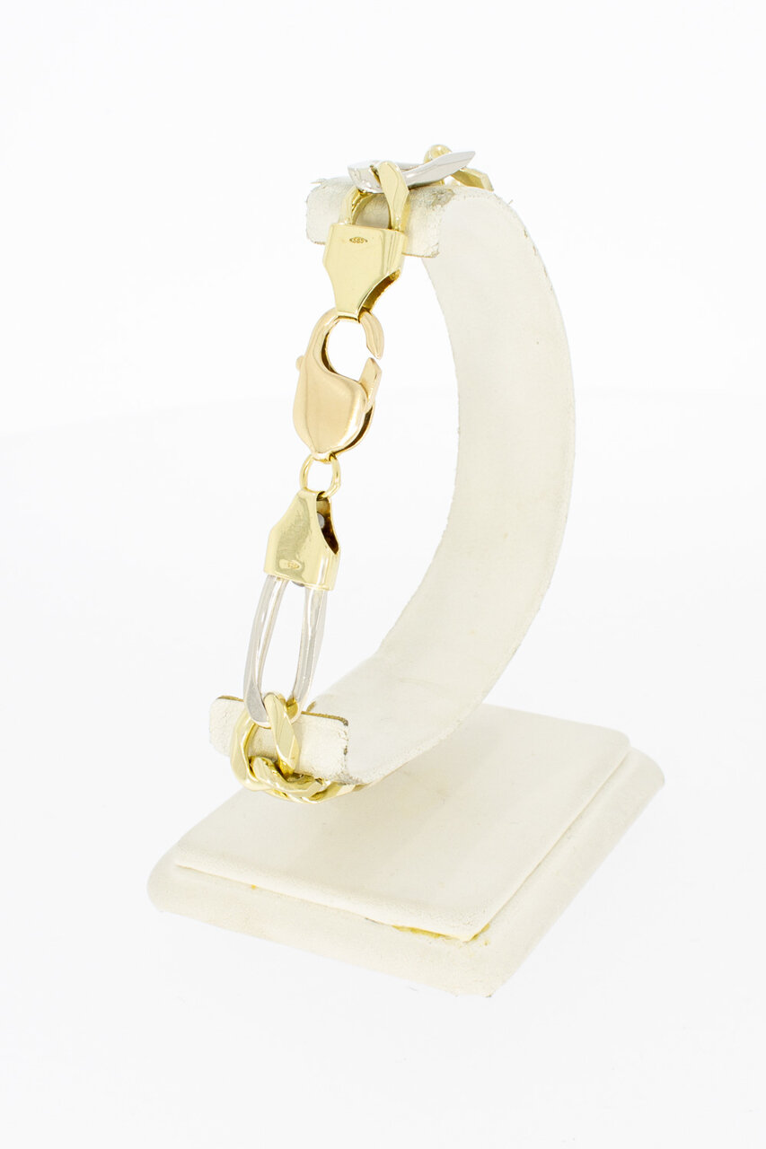 14 Karaat bicolor gouden Figaro armband - 22,8 cm