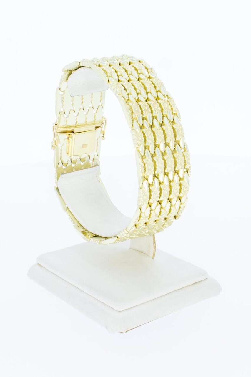 14 Karaat geel gouden brede Staafjes armband - 19,8 cm