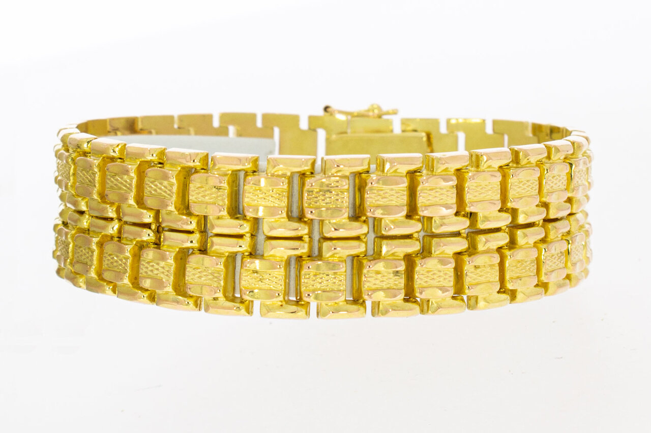Vintage 18 Karaat brede gouden armband - 19,4 cm