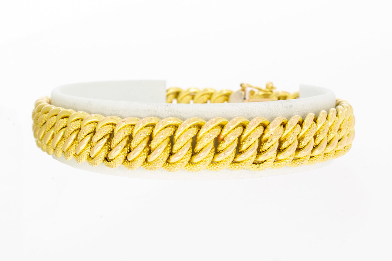 Gevlochten 18 Karaat brede gouden armband - 20,5 cm