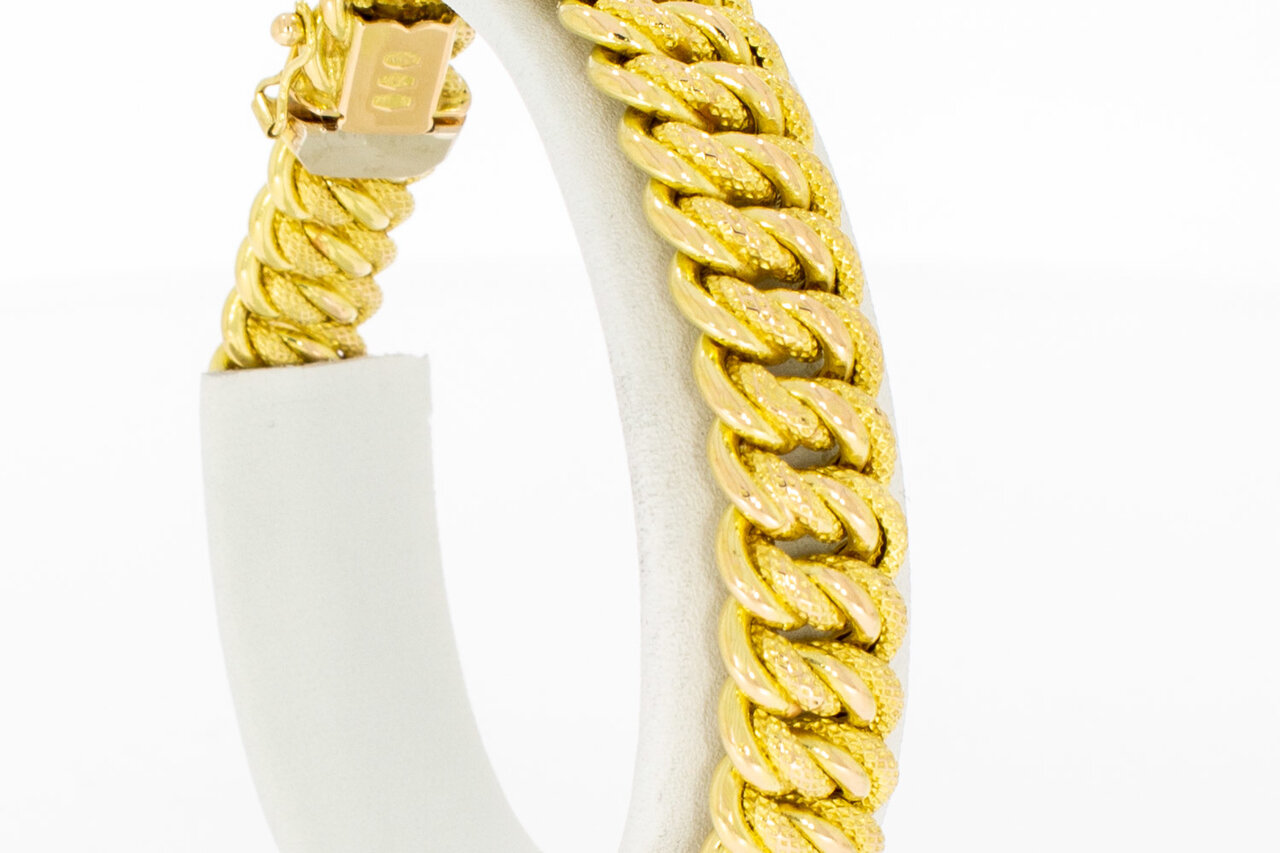 Gevlochten 18 Karaat brede gouden armband - 20,5 cm