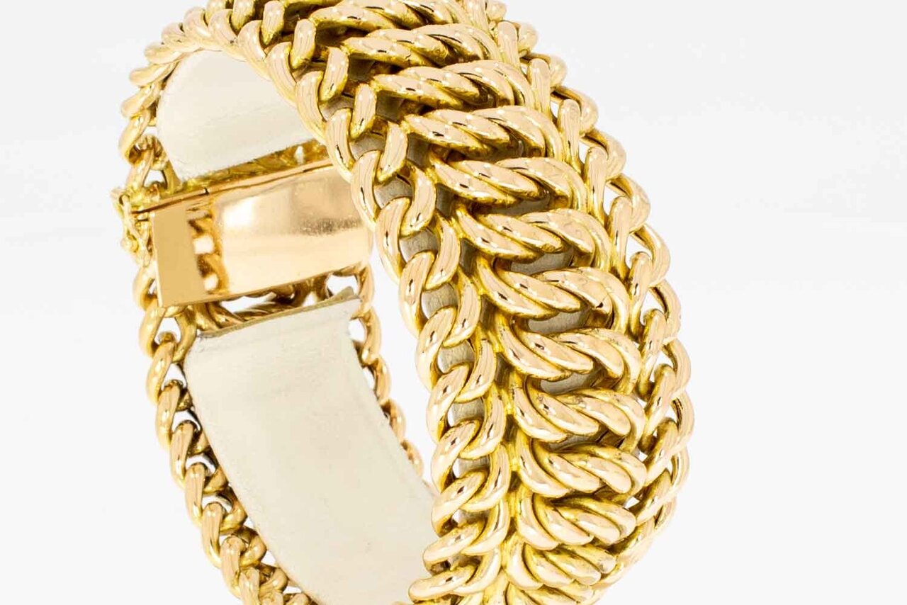 Gevlochten 18 Karaat gouden armband - 18,6 cm