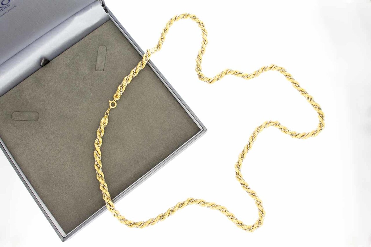 Gevlochten 18 Karaat gouden Rope chain - 81,5 cm