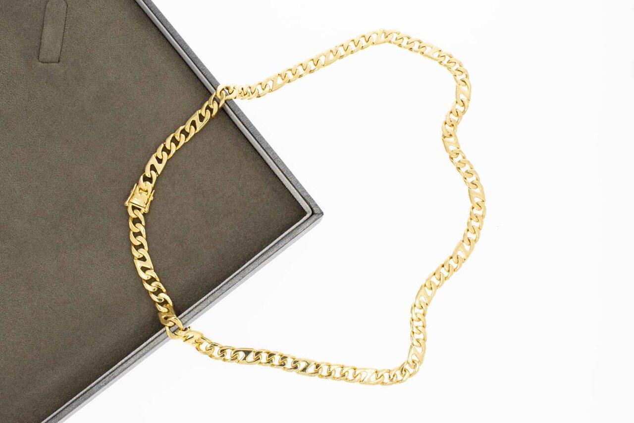 14 Karaat geel gouden gewalste Gourmet Collier- 43,5 cm