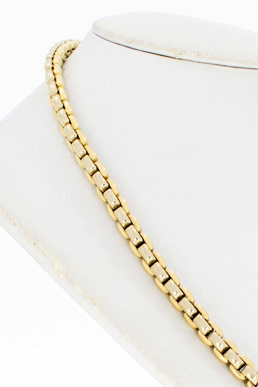 14 Karaat gouden Staafjes Collier met Saffier - 48,8 cm