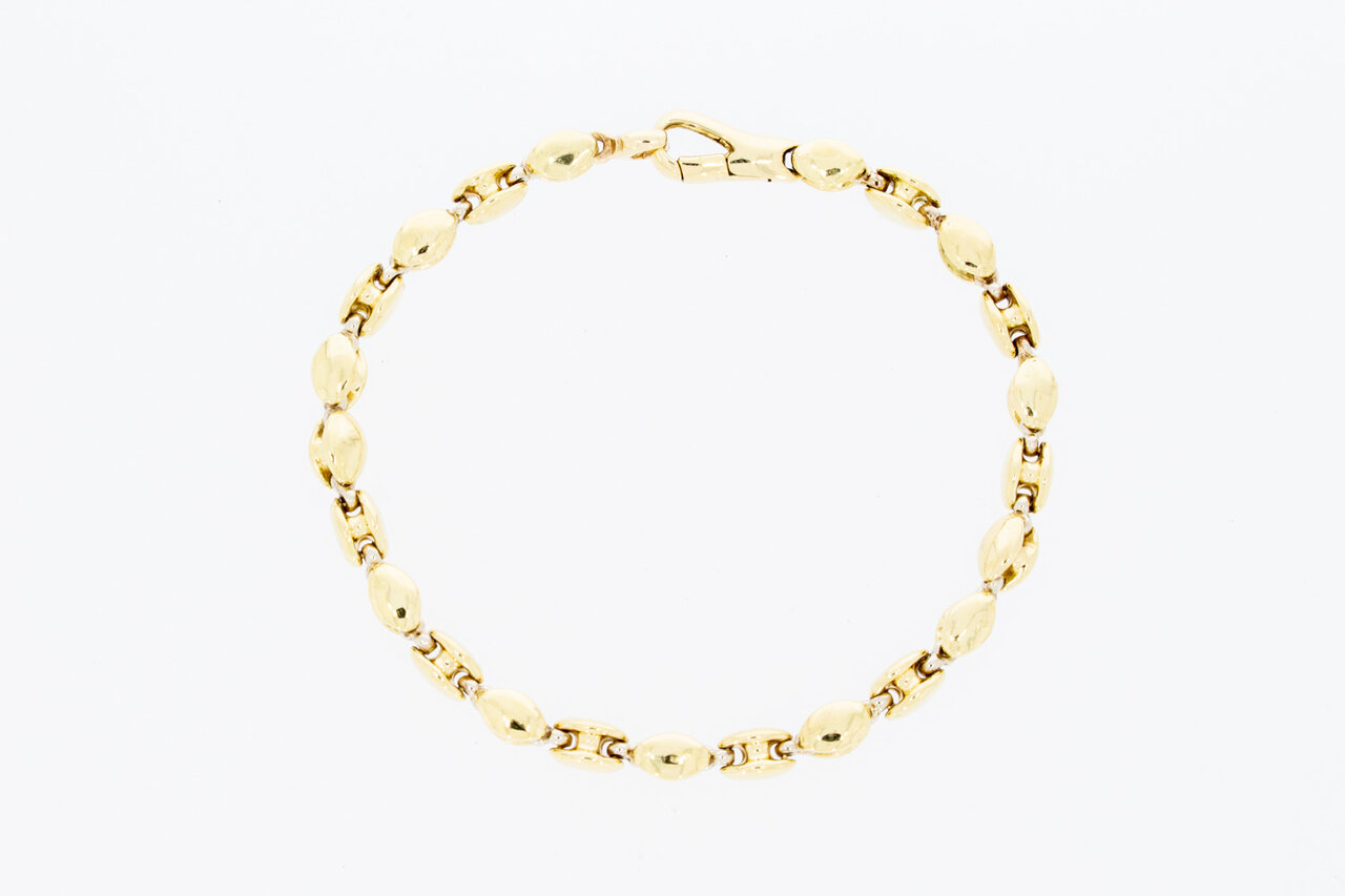 18 Karaat geel gouden Koffieboon armband - 21 cm