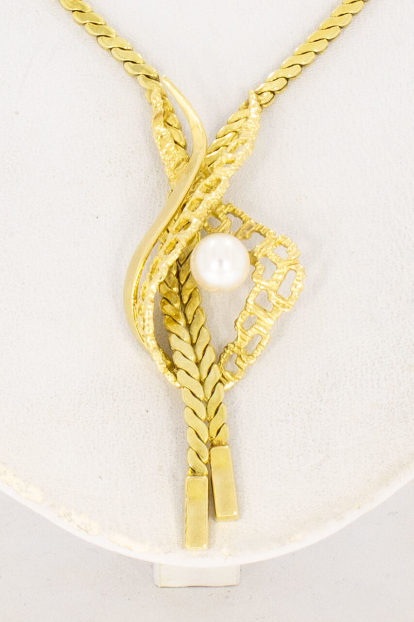 14 Karaat gouden Vintage Collier met Parel hanger - 47 cm