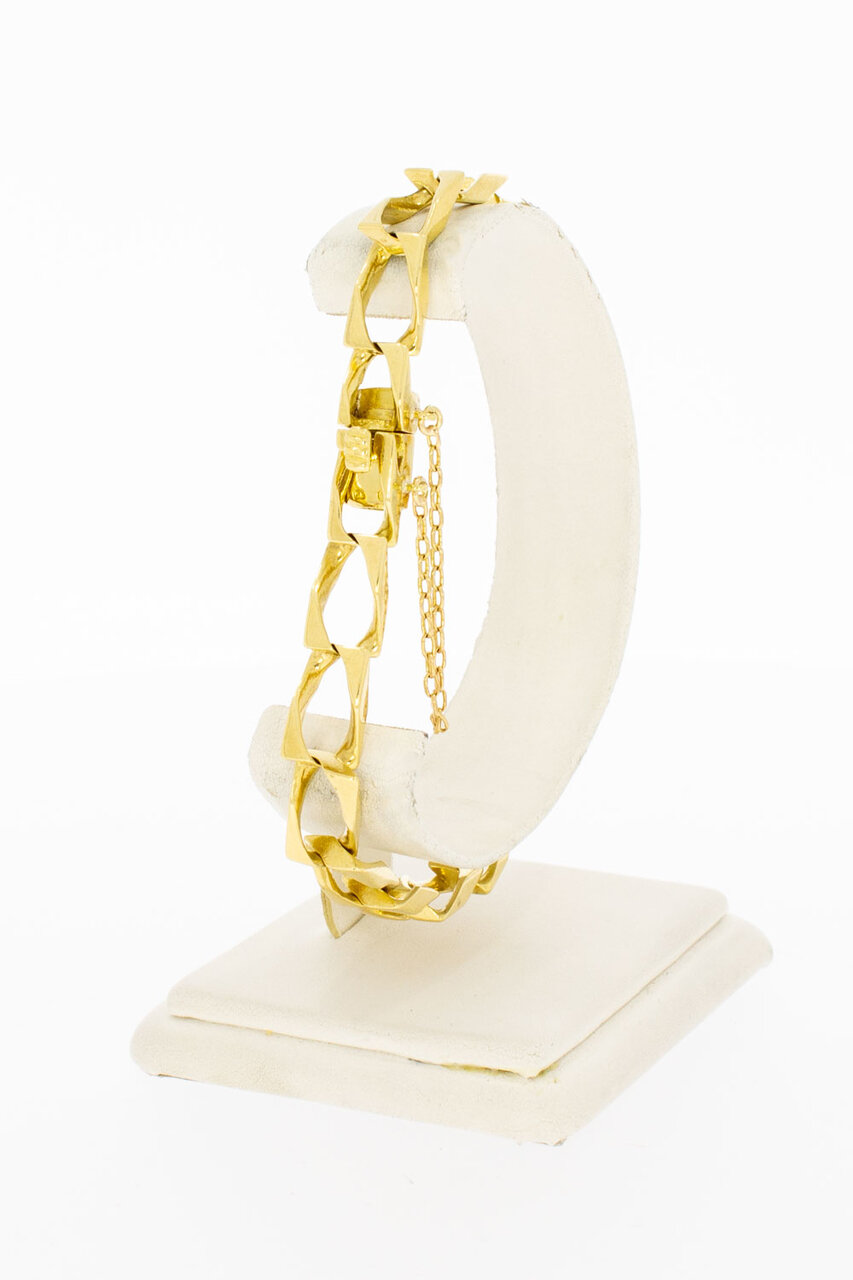 18 Karaat gouden Fantasie gourmet armband- 21,3 cm