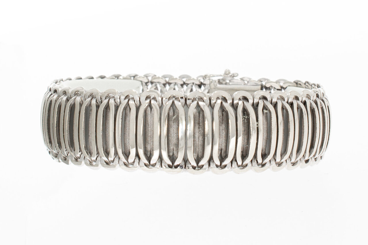 14 Karaat witgouden brede armband - 19,8 cm
