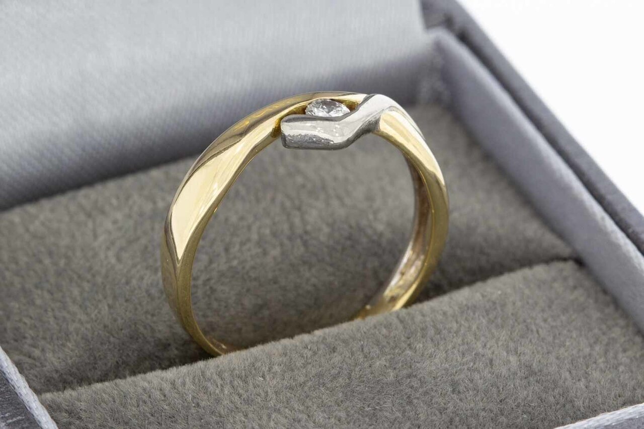 14 Karaat gouden diamant Fantasie ring - 16,5 mm