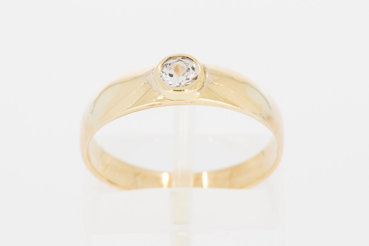 14 Karaat gouden Solitaire Zirkonia ring - 17,7 mm