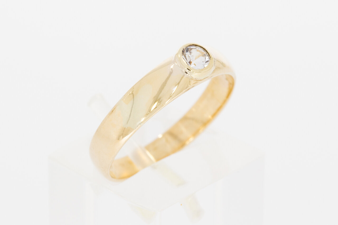 14 Karaat gouden Solitaire Zirkonia ring - 17,7 mm