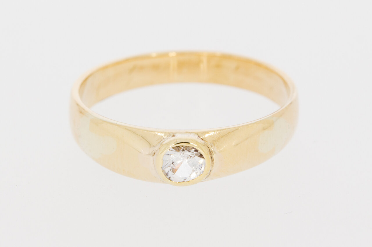 14 Karaat gouden Solitaire Zirkonia ring - 17,7 mm