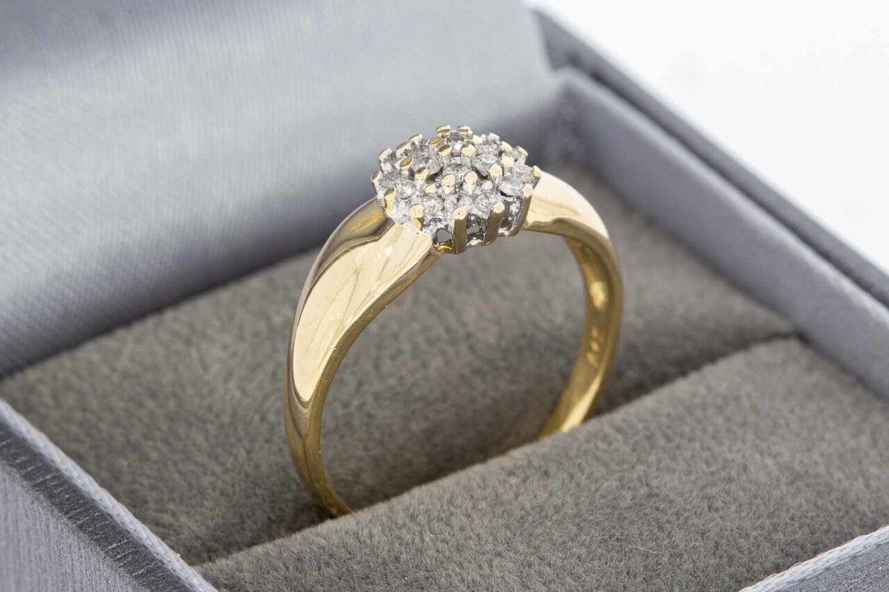 14 Karaat gouden Rozet diamant ring - 17,6 mm