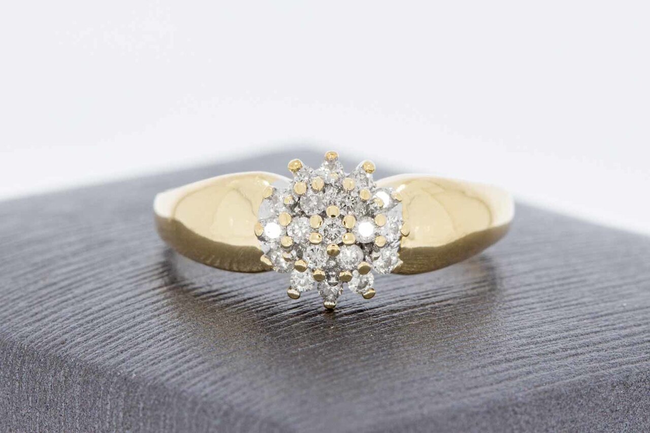 14 Karaat gouden Rozet diamant ring - 17,6 mm