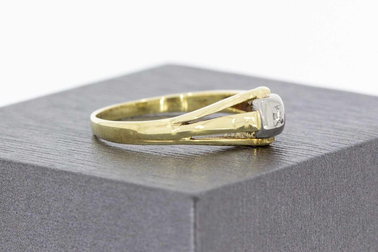 14 Karaat bicolor gouden diamant Pinkring - 17,9 mm