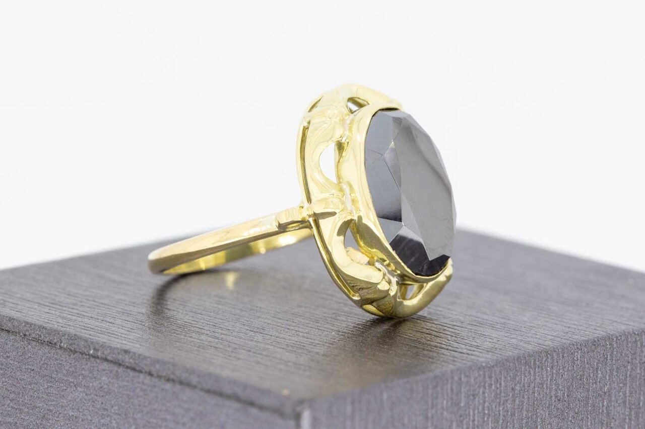 14 Karaat gouden Retro Hematiet  ring - 18,2 mm