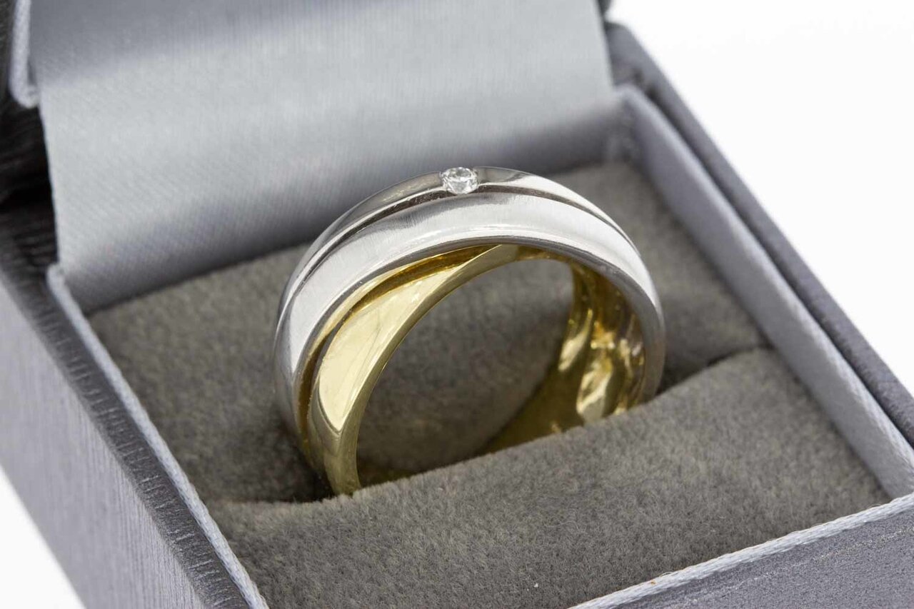 14 Karaat bicolor gouden diamant ring - 18,7 mm