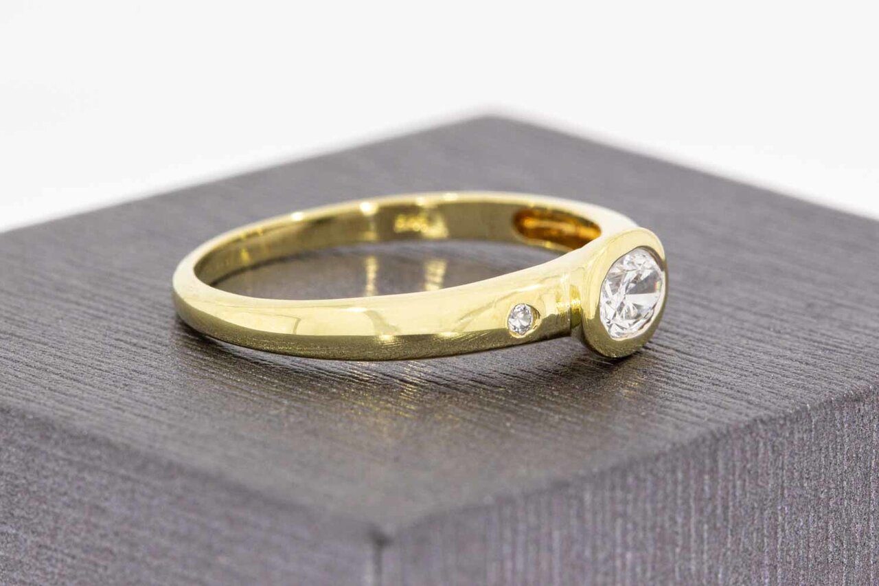 14 Karaat gouden Solitaire Zirkonia ring - 19,4 mm