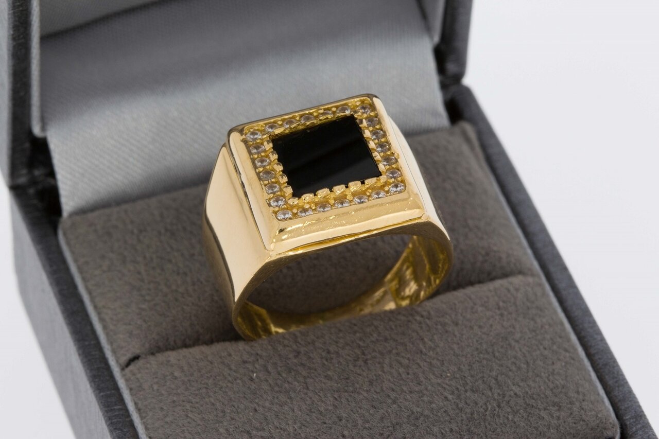 22 Karaat gouden Onyx ring met Zirkonia - 19,6