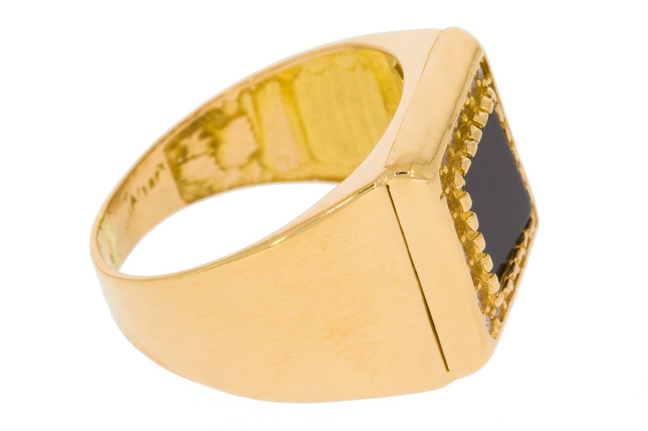 22 Karaat gouden Onyx ring met Zirkonia - 19,6