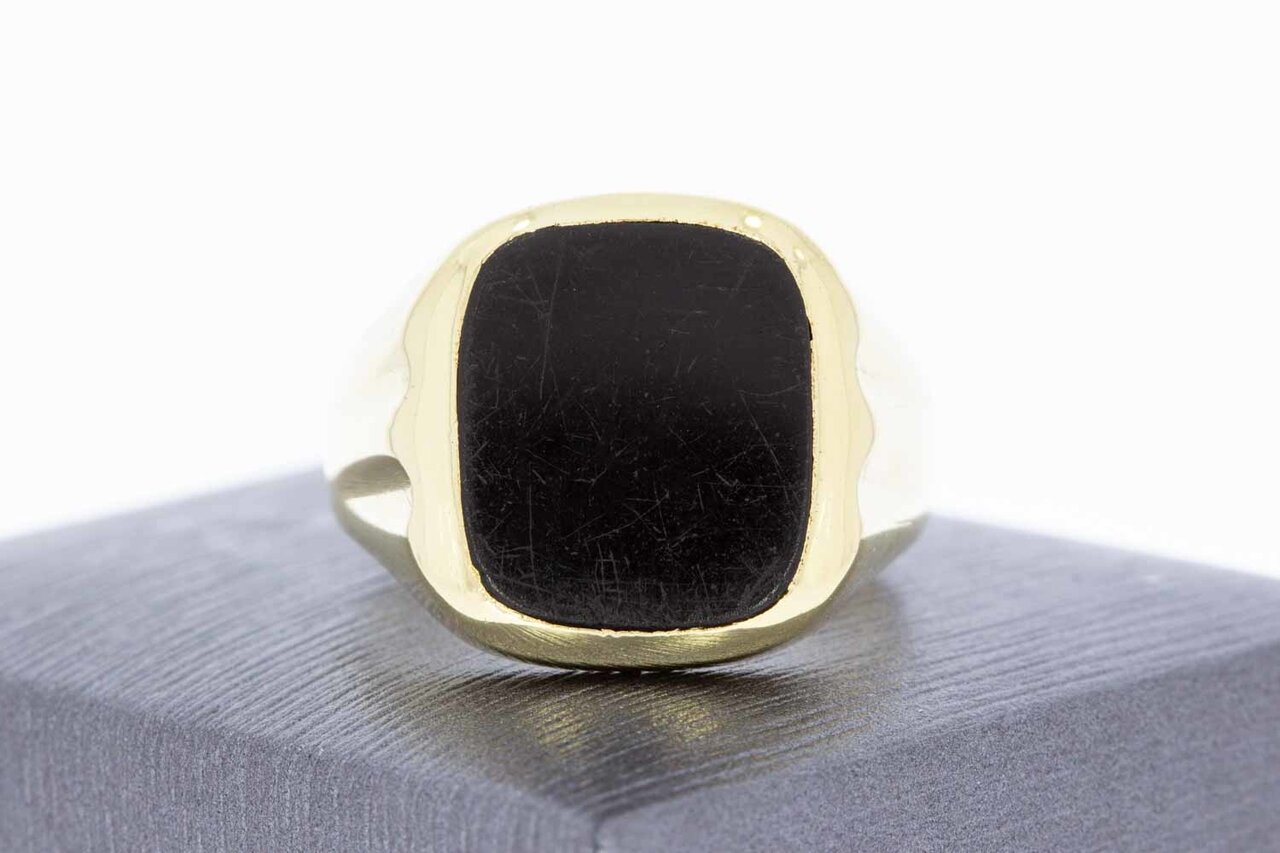 14 Karaat gouden onyx Zegelring ring - 21,3 mm