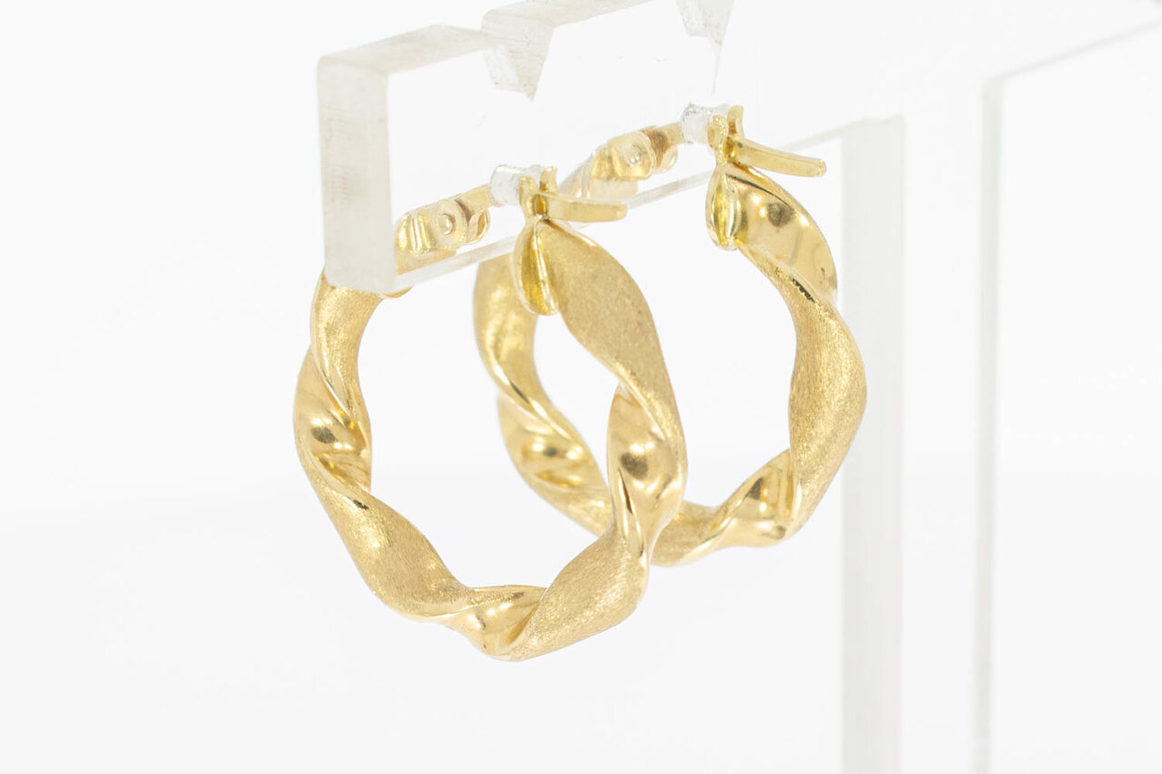 14 Karaat gouden Wokkel Creolen - 2,1 cm