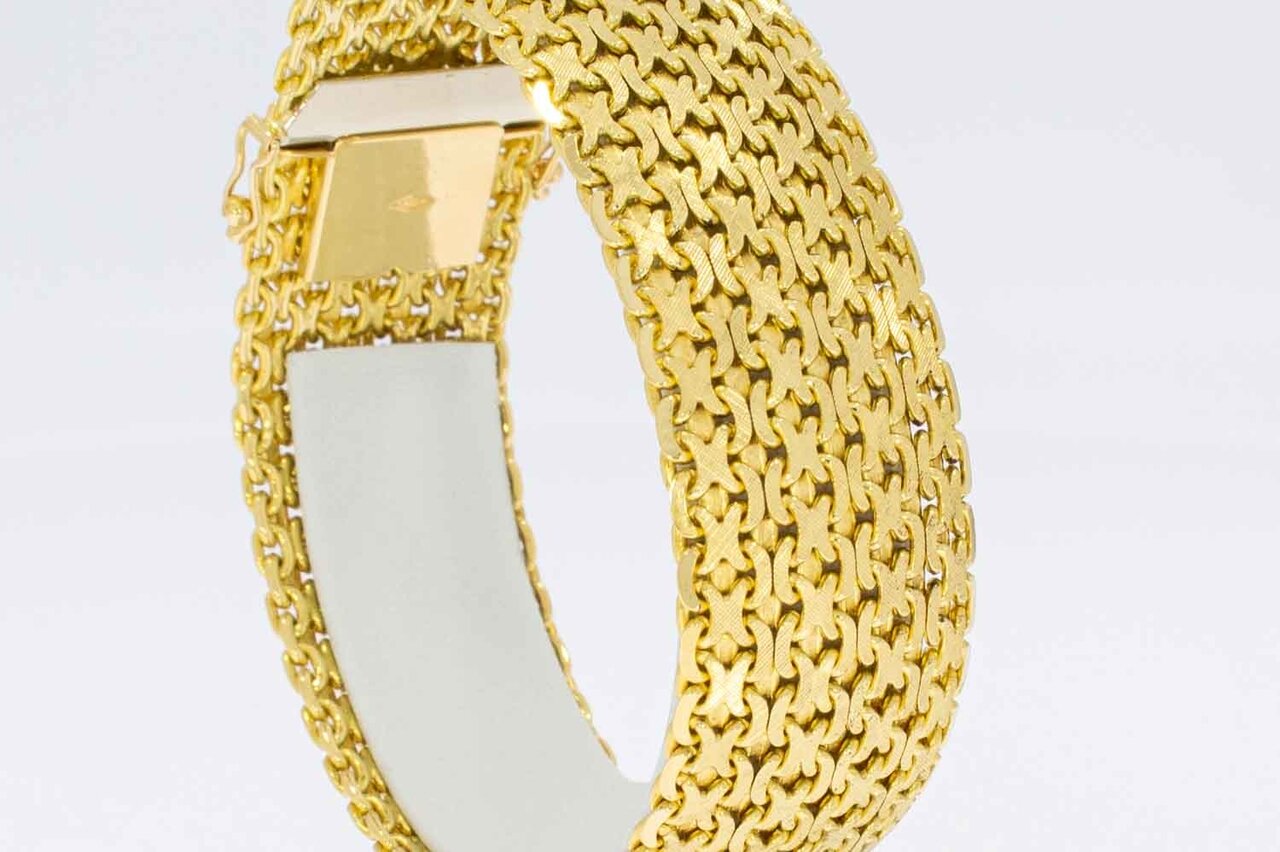 18 Karaat gouden brede gevlochten armband - 19,1