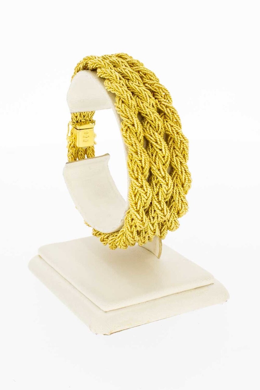 18 Karaat gevlochten gouden armband - 19 cm