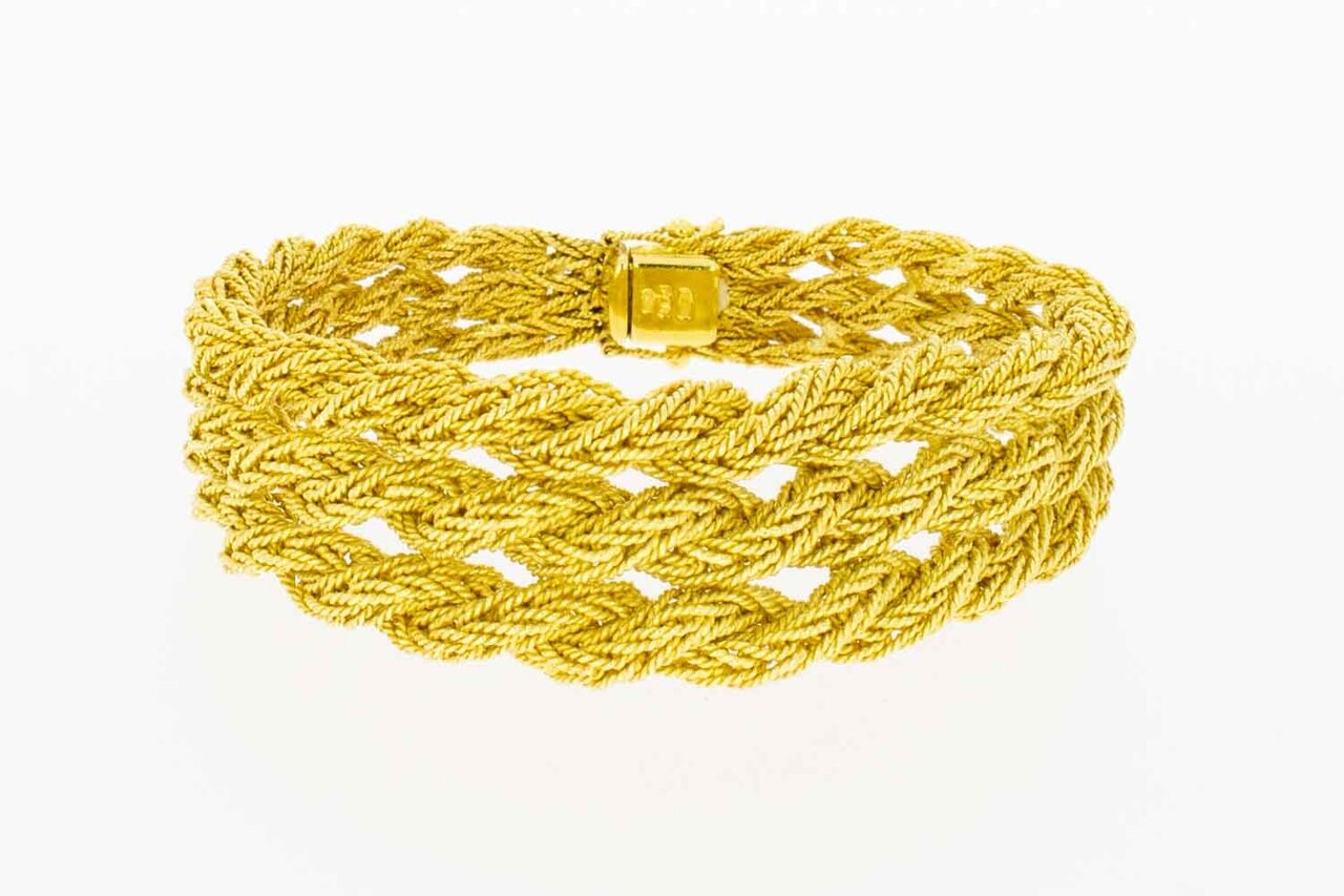 18 Karaat gevlochten gouden armband - 19 cm