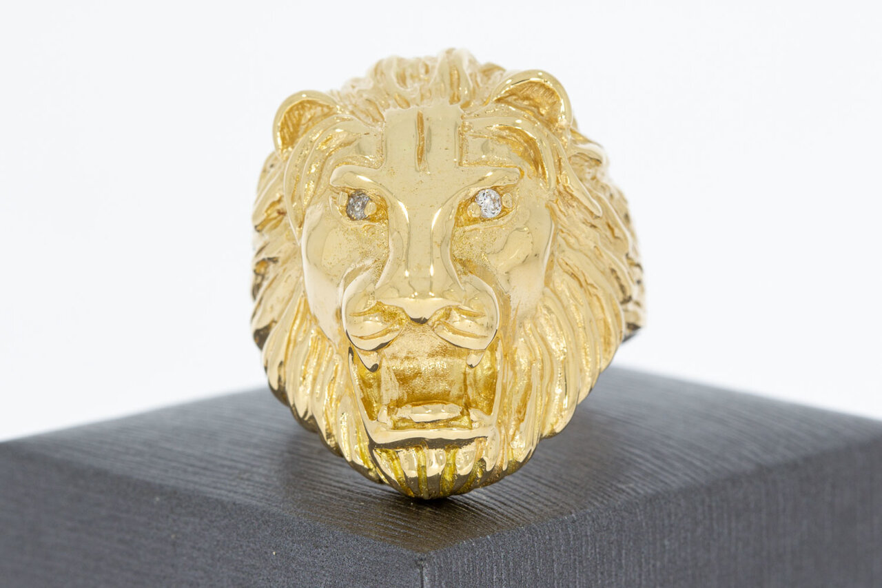 Leeuwekop 18 Karaat gouden ring - 24,4 mm
