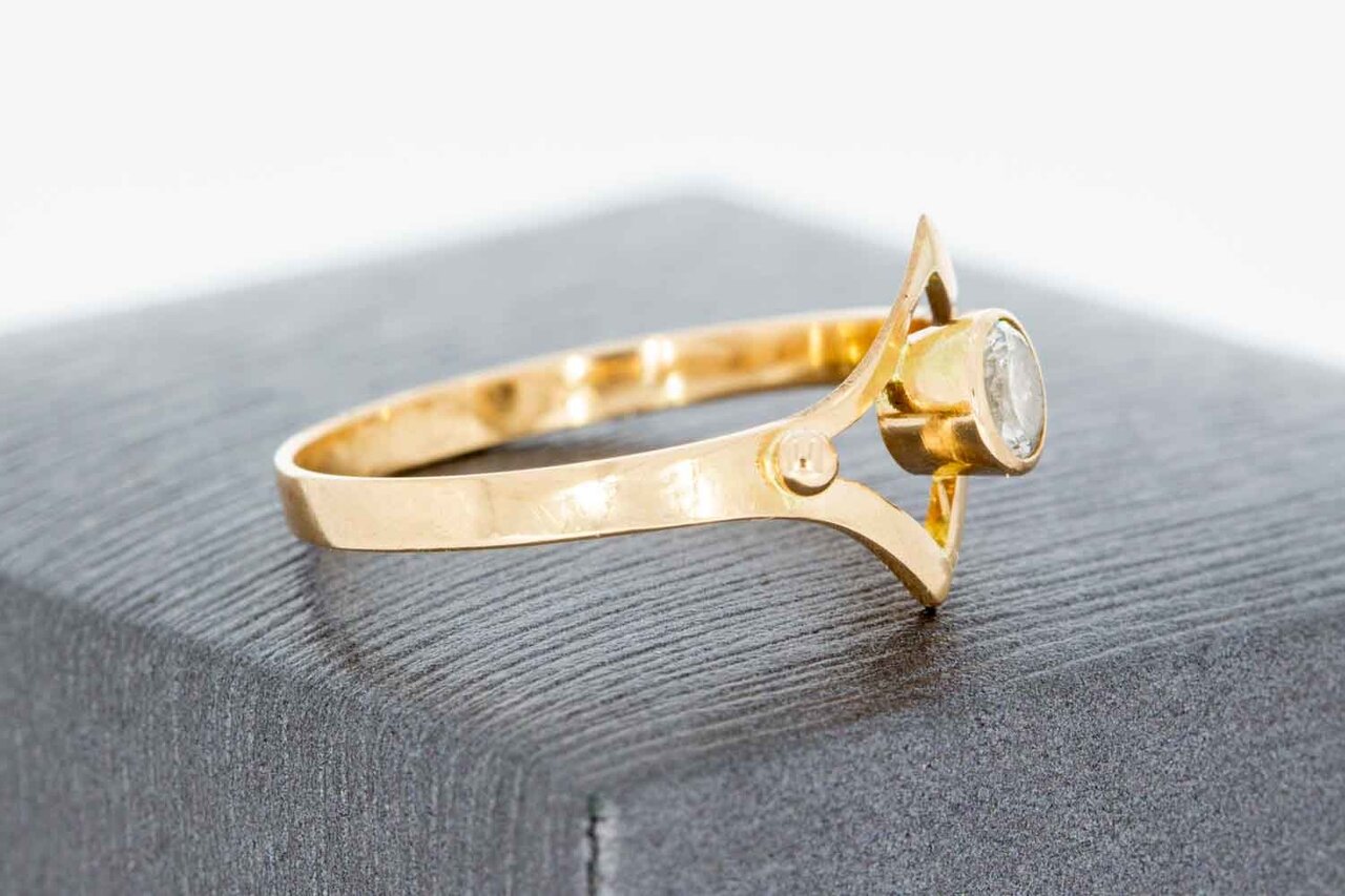 14 Karaat rose gouden Zirkonia ring - 18,3 mm