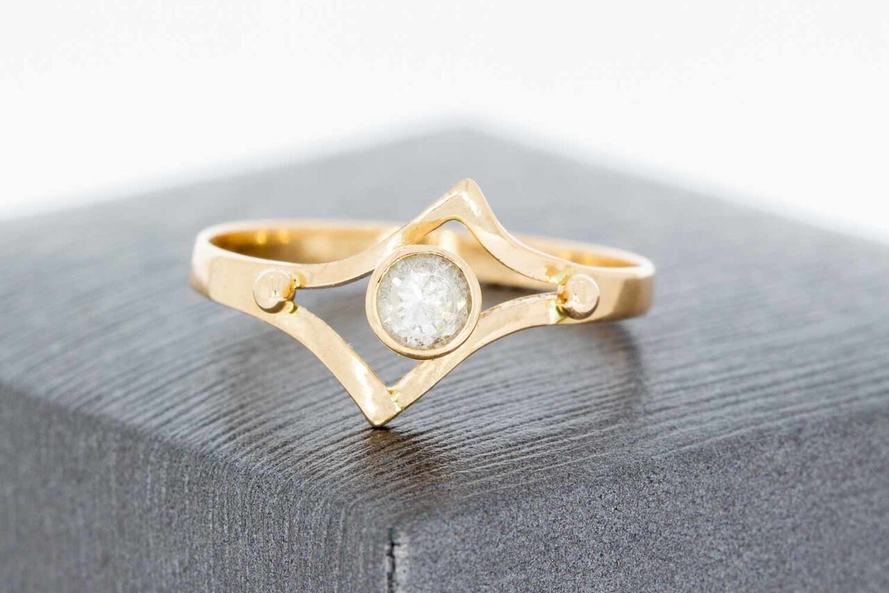 14 Karaat rose gouden Zirkonia ring - 18,3 mm