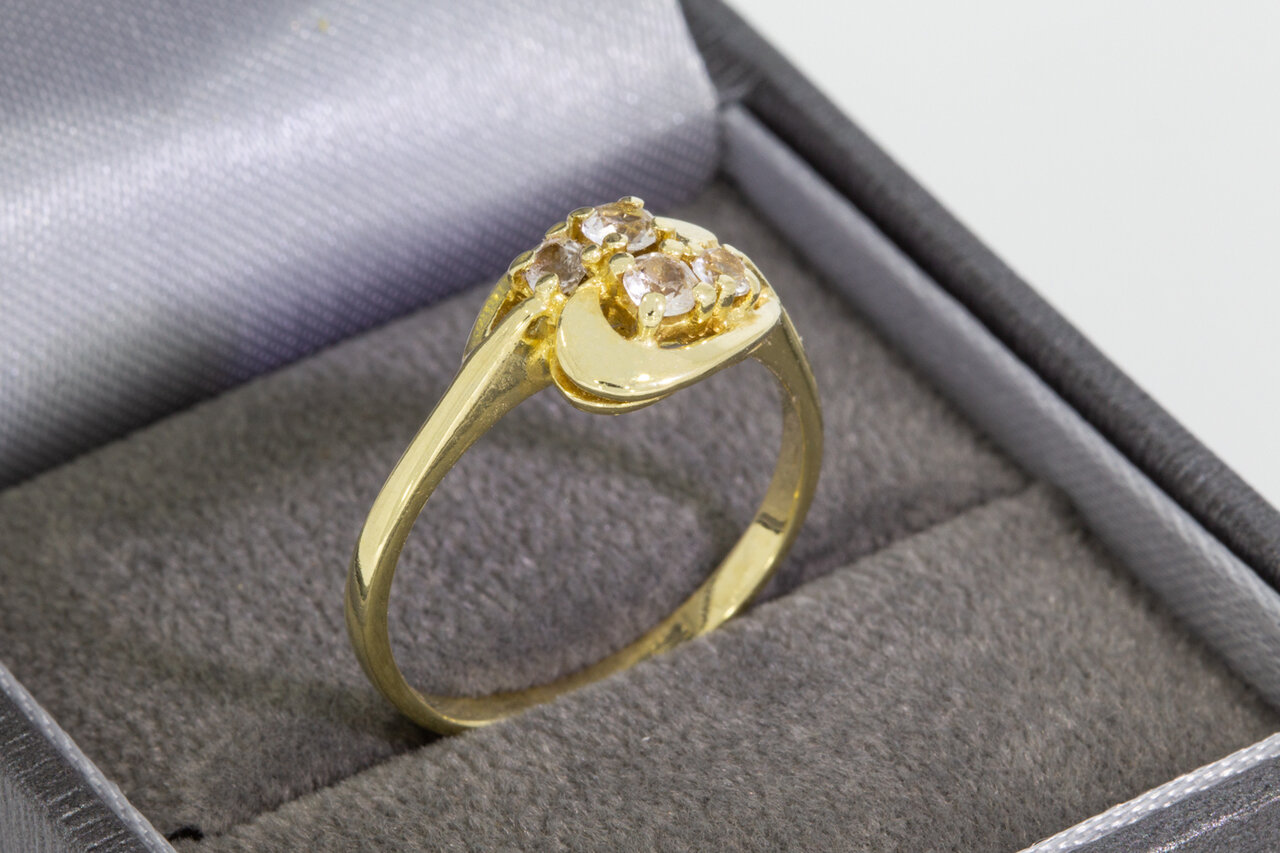 14 Karaat bicolor gouden zirkonia ring - 17,4 mm