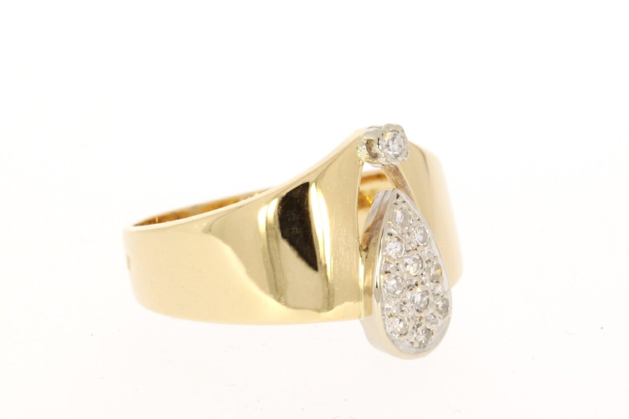 18 Karaat gouden Ring pave gezet met Diamant (0.13 crt.)