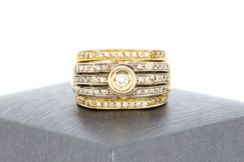 14 Karaat gouden diamant bandring - 16,5 mm