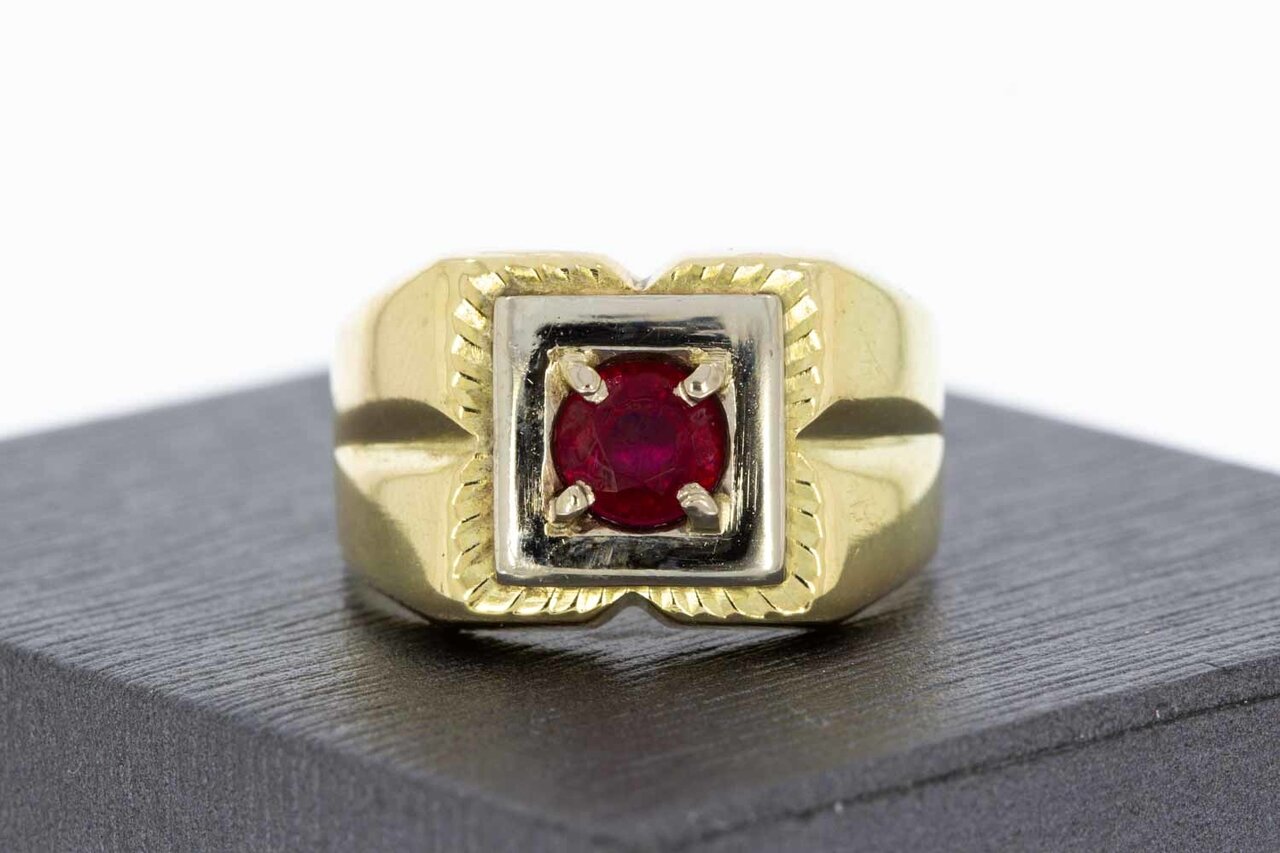 14 Karaat bicolor gouden Robijn Statement ring - 19 mm
